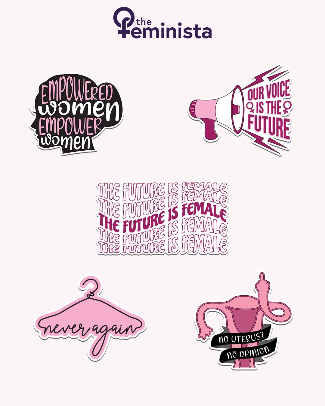 5 piece "future is female" themed sticker pack