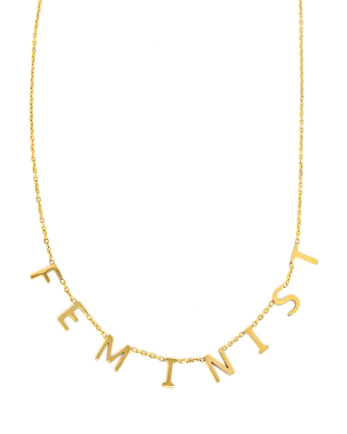 Feminist Letters Gold Necklace