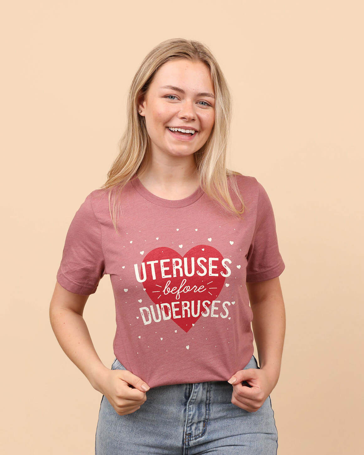 Galentine's Day t-shirt that boldly states uteruses before duderuses
